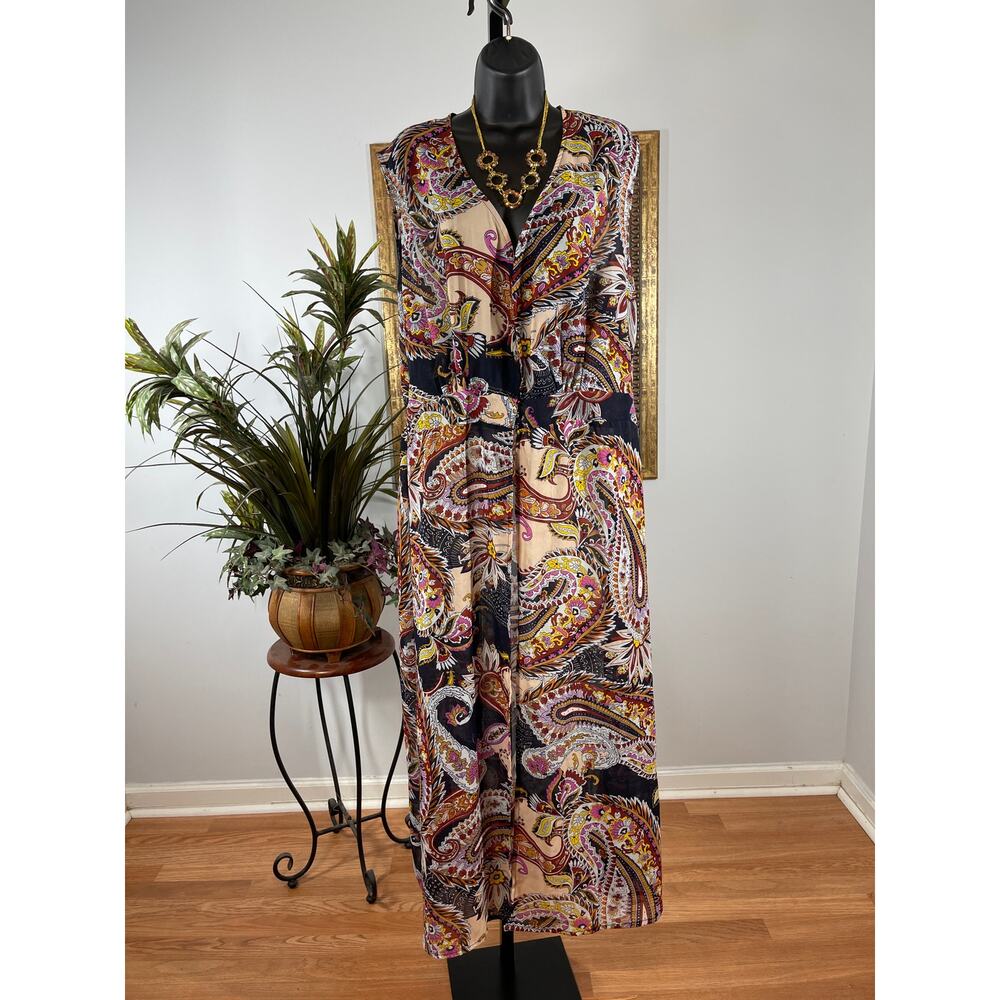 ASHLEY STEWART Maxi Dress Women's Size 26/28 Multi‎ Paisley Boho Resort Wear